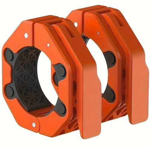 Orange olympic barbell clips - barbell,